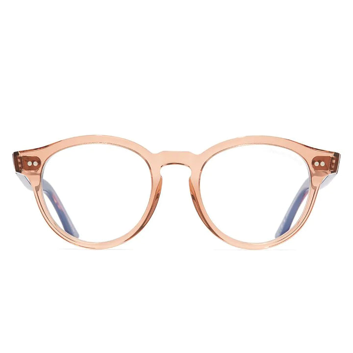 CUTLER AND GROSS 1378 OPTICAL ROUND GLASSES (SMALL) - CRYSTAL PEACH/STRIPED BROWN HAVANA