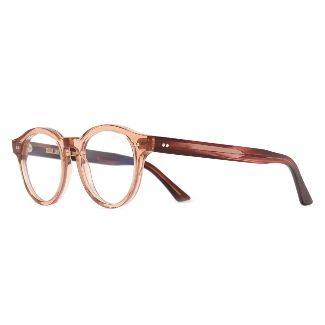 CUTLER AND GROSS 1378 OPTICAL ROUND GLASSES (SMALL) - CRYSTAL PEACH/STRIPED BROWN HAVANA