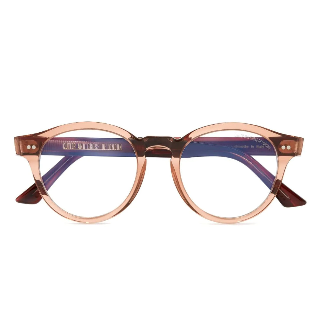 CUTLER AND GROSS 1378 OPTICAL ROUND GLASSES (SMALL) - CRYSTAL PEACH/STRIPED BROWN HAVANA