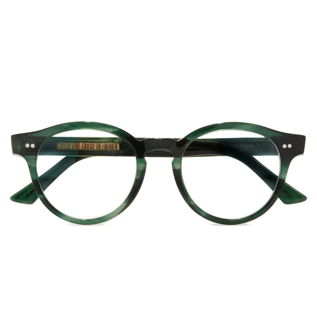 CUTLER AND GROSS 1378 OPTICAL ROUND GLASSES (SMALL) - STRIPED DARK GREEN