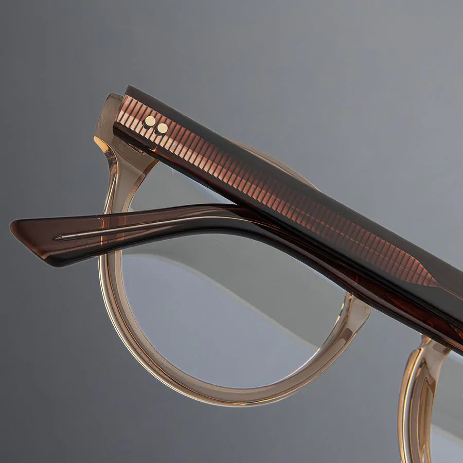 CUTLER AND GROSS 1378 OPTICAL ROUND GLASSES (SMALL) - CRYSTAL PEACH/STRIPED BROWN HAVANA