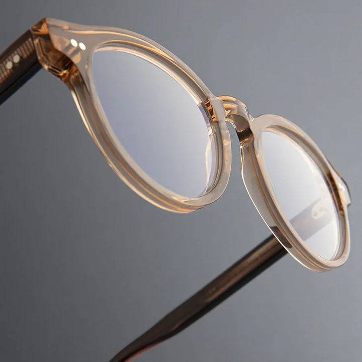 CUTLER AND GROSS 1378 OPTICAL ROUND GLASSES (SMALL) - CRYSTAL PEACH/STRIPED BROWN HAVANA