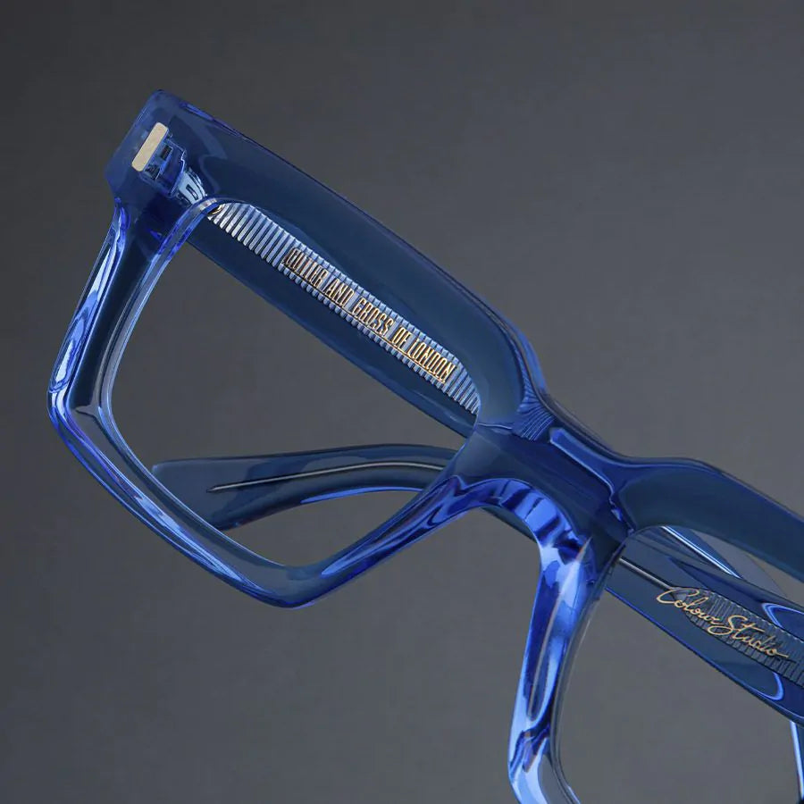 CUTLER AND GROSS 1386 OPTICAL SQUARE GLASSES - LIMITED EDITION COLOUR STUDIO BLUE CRYSTAL